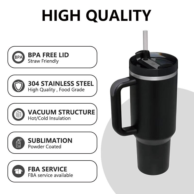 Wholesale custom logo 40oz tumbler cup insulated coffee mugs stainless steel sublimation travel mug With Handle and straw lid