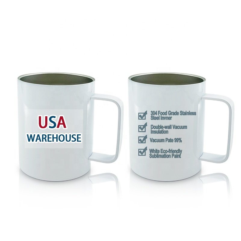 USWarehouse Sublimation blanks coffee Mugs 12oz Stainless Steel Double Wall sublimation mug with handle
