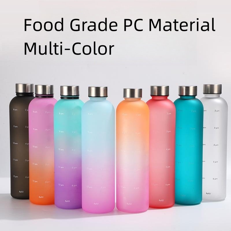 B87 High Quality Custom Logo Camping Outdoor Sports 32oz 1000mL Plastic Motivational Water Bottles with Time Marker