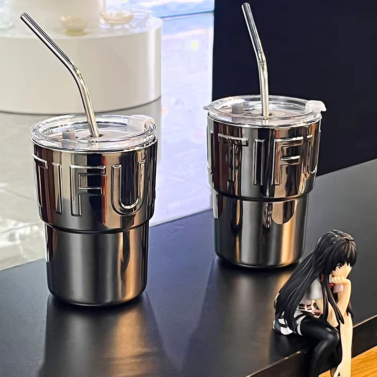 Seaygift unbreakable silicone sleeve 450ml electroplated gold silver color glass milk cups iced coffee tumbler mug with straw