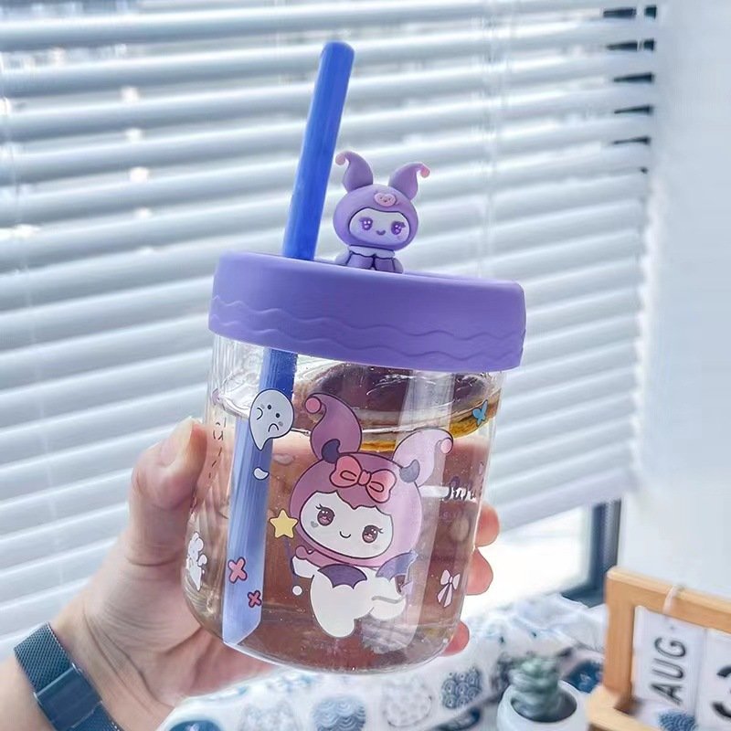 Sanrioed Water Cups Classic Style Water Bottle Plastic Cartoon Pattern Kuromi My Melody Sanrioed Summer Water Cup