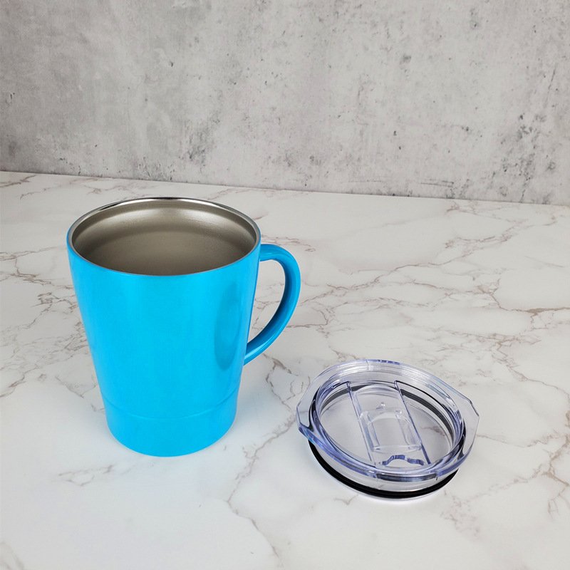 8oz coffee mugs wholesale with handle Double Wall fashion coffee mugs with Lid white mugs printing