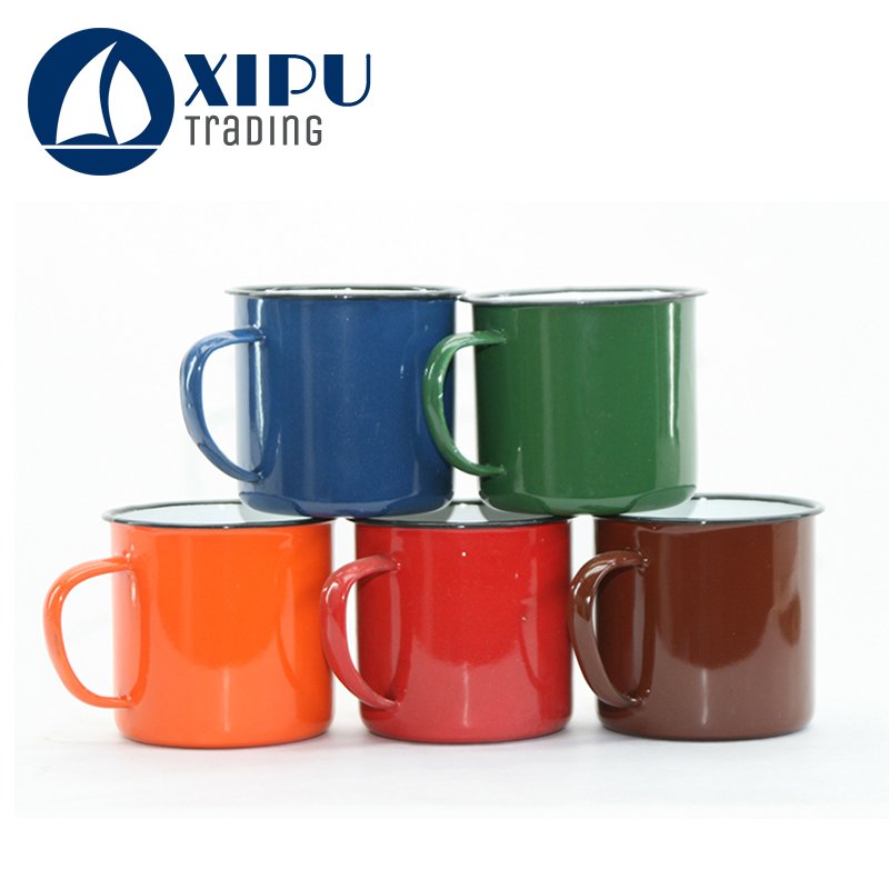 Outdoor customized printed sublimation enamel camping mug with handle