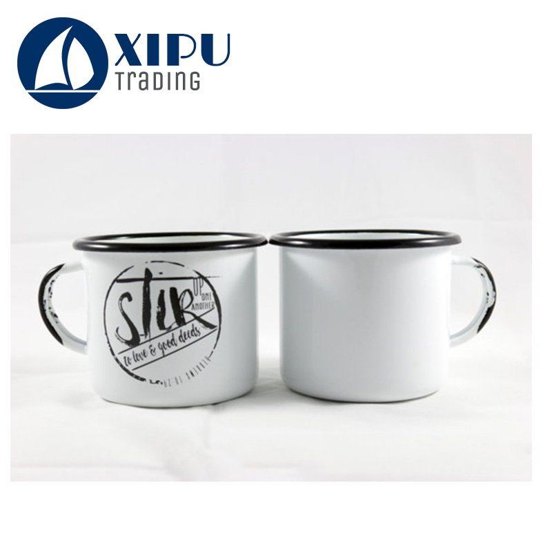 Outdoor customized printed sublimation enamel camping mug with handle