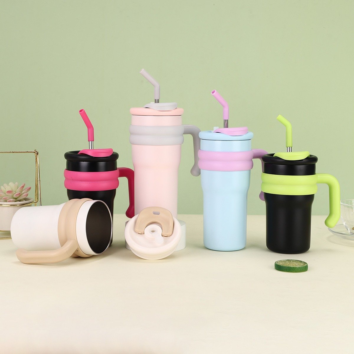 316 Stainless Steel Coffee Vacuum Flask Portable Water Bottle Food Grade Outdoor Insulated Tumbler With Handle And Straw