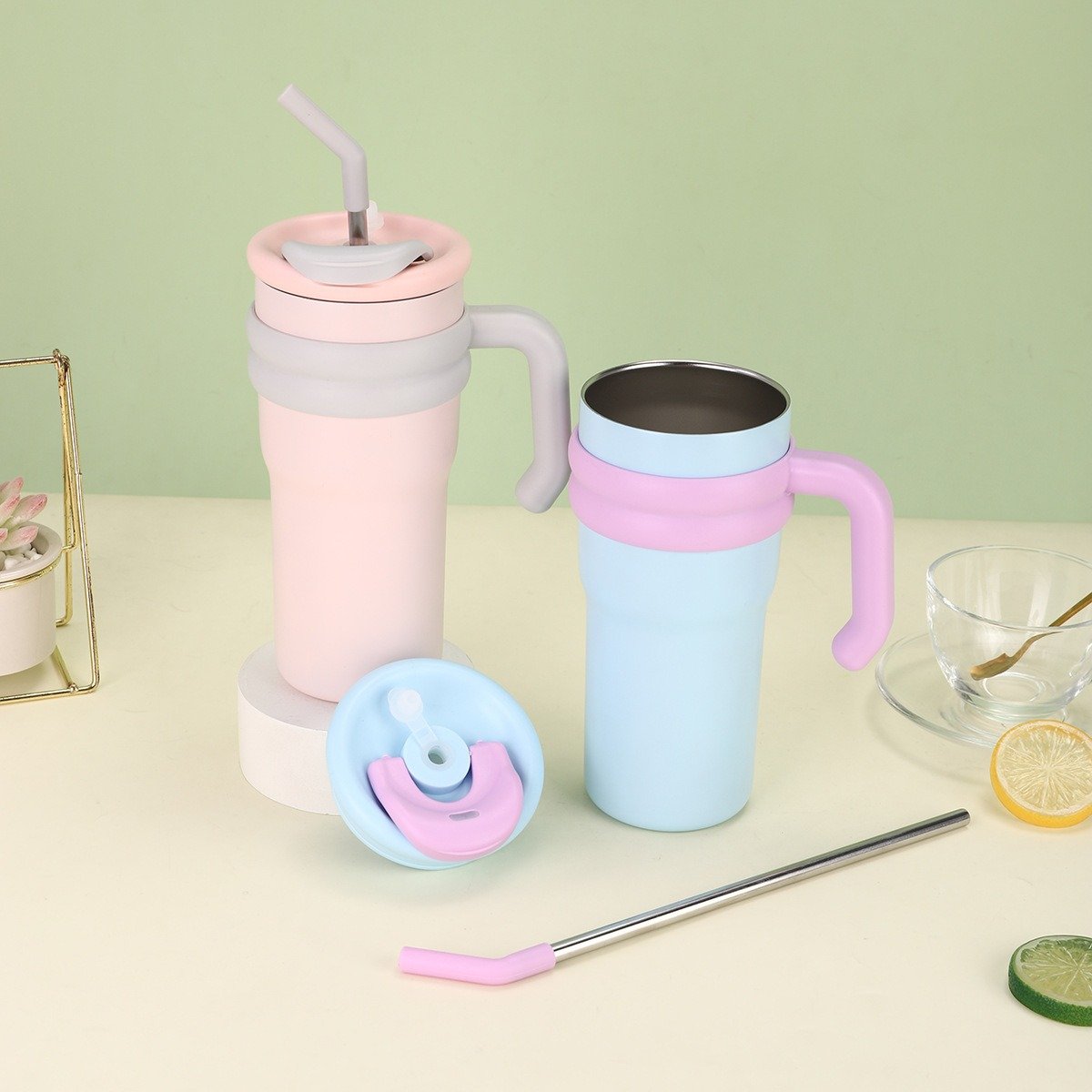 316 Stainless Steel Coffee Vacuum Flask Portable Water Bottle Food Grade Outdoor Insulated Tumbler With Handle And Straw