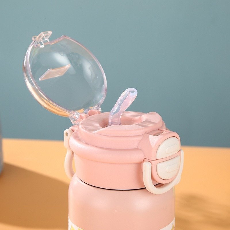 Hot Sale 12oz 350ml Durable Cute Vacuum Flask Food Grade Kids 316 Stainless Steel Water Bottle with Dual Drink Lid