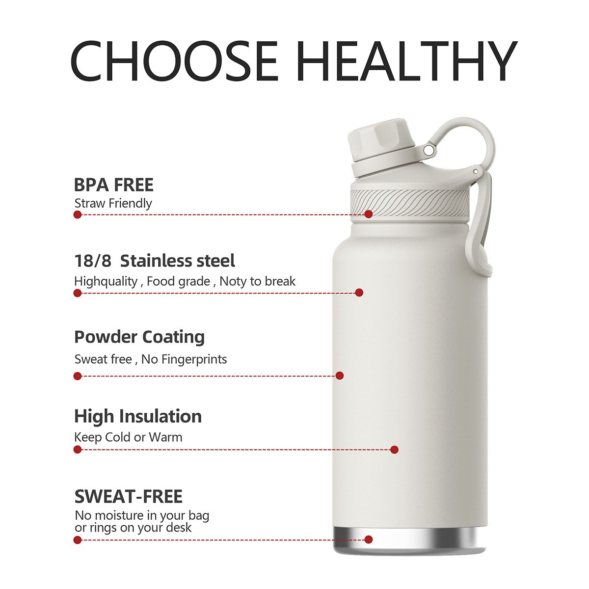 Hot selling factory custom logo outlet bpa free 40oz thermos vacuum flask insulated stainless steel water bottle