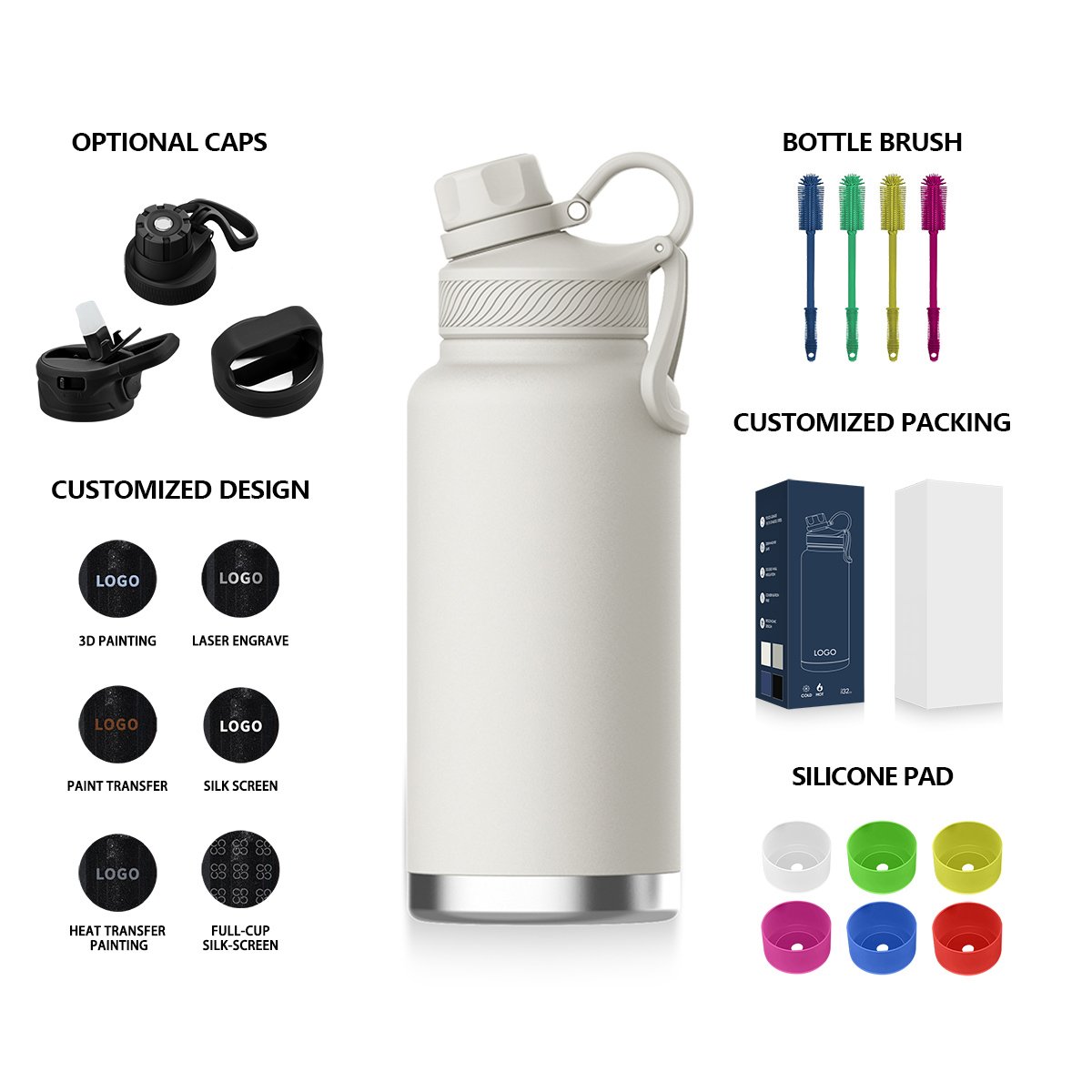 Hot selling factory custom logo outlet bpa free 40oz thermos vacuum flask insulated stainless steel water bottle