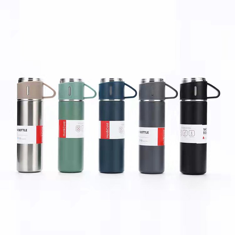 High-End Business Custom Luxury Stainless Steel Water Bottle Thermos Tea Cup Vacuum Flask Gift Set