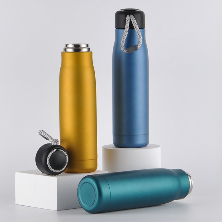 Customized Stainless Steel Double Wall Insulated Flask Sports Water Bottle Vacuum Thermos Travel Cup with Lid