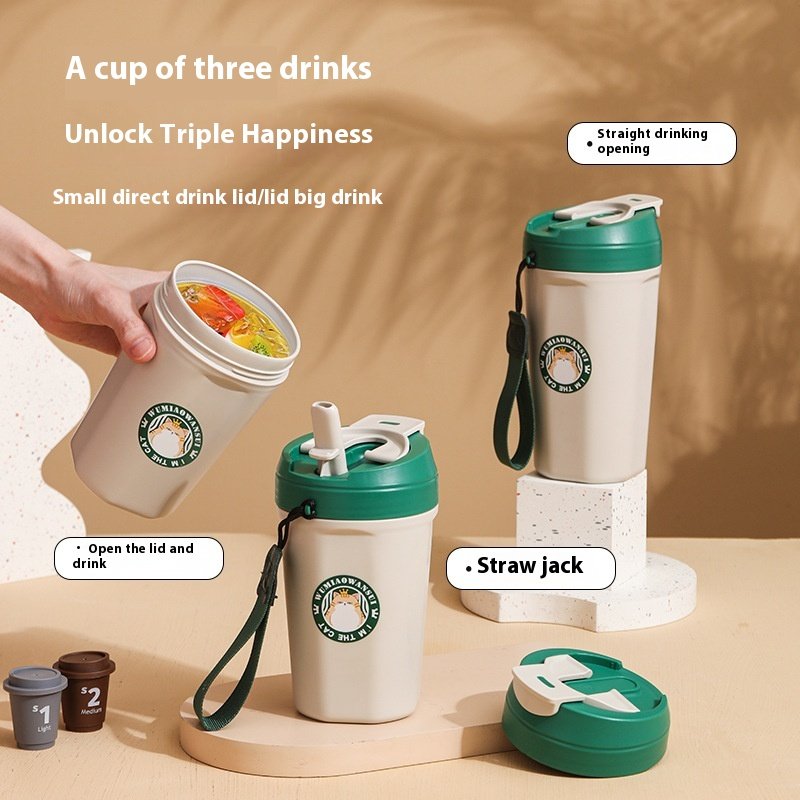 High-Appearance Themed 304 Stainless Steel Vacuum Flask & Thermos Carrying Rope for Drinking Cups