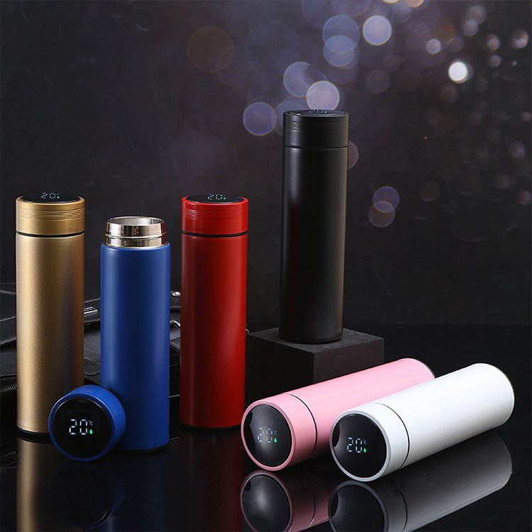 Ailingalaxy 500ml smart thermos water bottle led digital tempera stainless steel led smart water bottle with tea