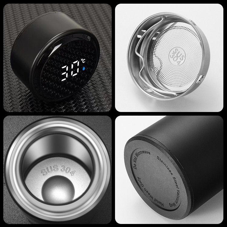 Ailingalaxy 500ml smart thermos water bottle led digital tempera stainless steel led smart water bottle with tea