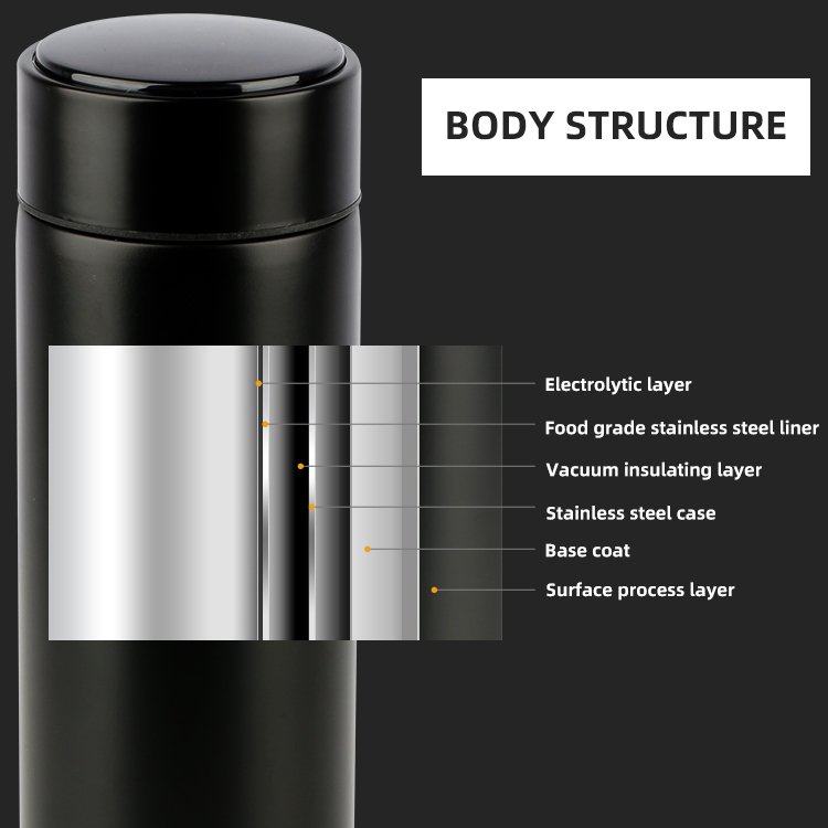 Ailingalaxy 500ml smart thermos water bottle led digital tempera stainless steel led smart water bottle with tea