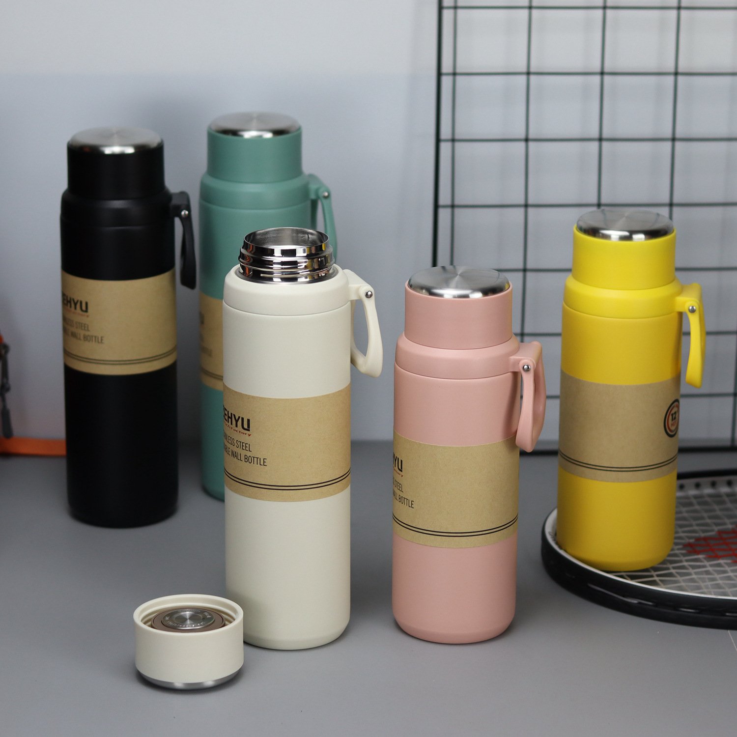 800ml /1000ml thermal Double-Layer Stainless Steel Vacuum Thermos Coffee Travel Mug Business Trip Water Bottle