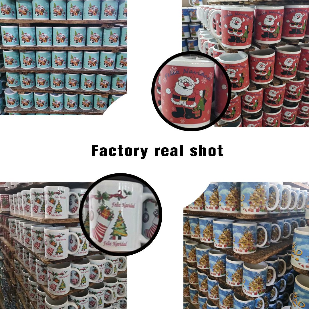 Wholesale manufacturer 11 Oz Porcelain White Customised Custom Logo Printed Christmas Sublimation blank Ceramic Cup Coffee Mugs