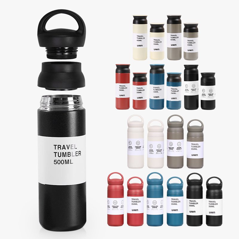 Wholesale Custom Logo Portable Thermo 350ml 500ml Coffee Mug Double Wall Water Bottle Stainless Steel Tumbler with Lid