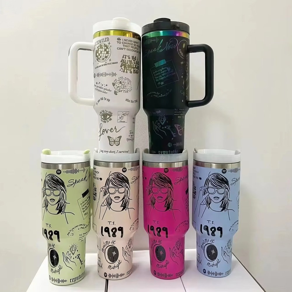custom design Ion plated laser ice bullies Magic tumbler coffee mugs cold 304 stainless steel 40oz water bottle cup with handle