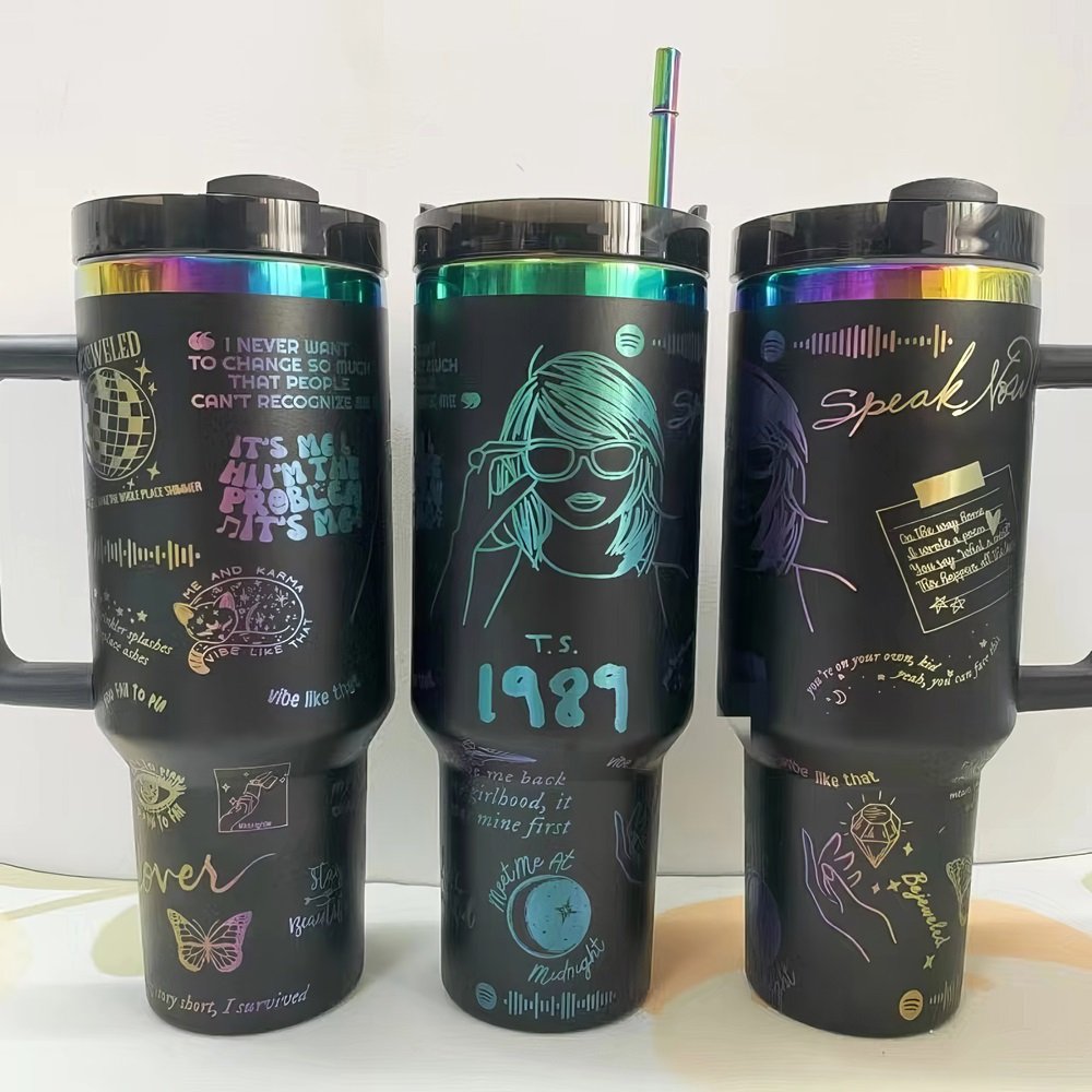 custom design Ion plated laser ice bullies Magic tumbler coffee mugs cold 304 stainless steel 40oz water bottle cup with handle