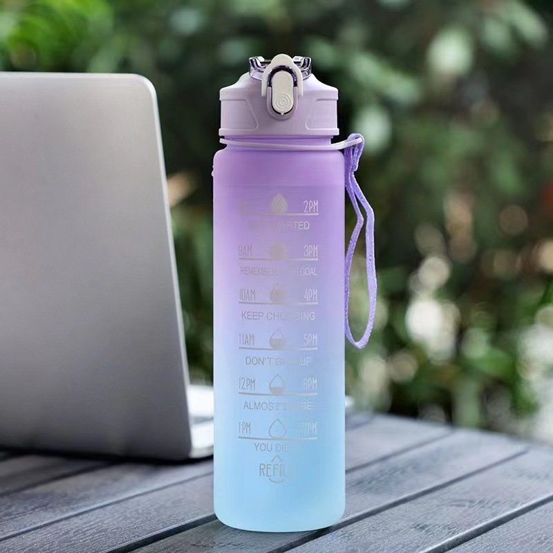Factory Wholesale Water Bottle Set Summer Outdoor Workout Large Capacity Fashion Gradient Color Portable Water Bottle