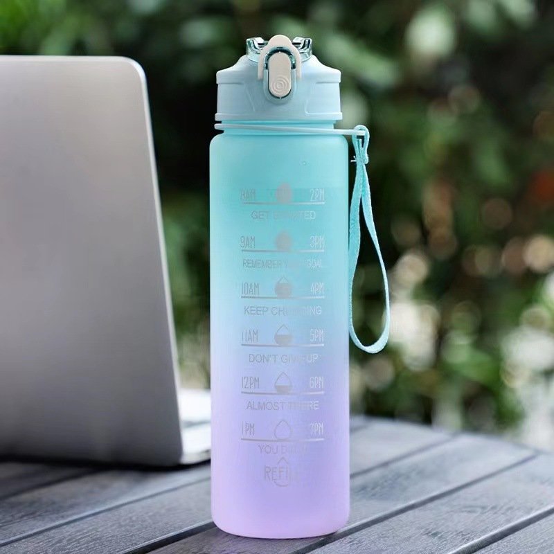 Factory Wholesale Water Bottle Set Summer Outdoor Workout Large Capacity Fashion Gradient Color Portable Water Bottle