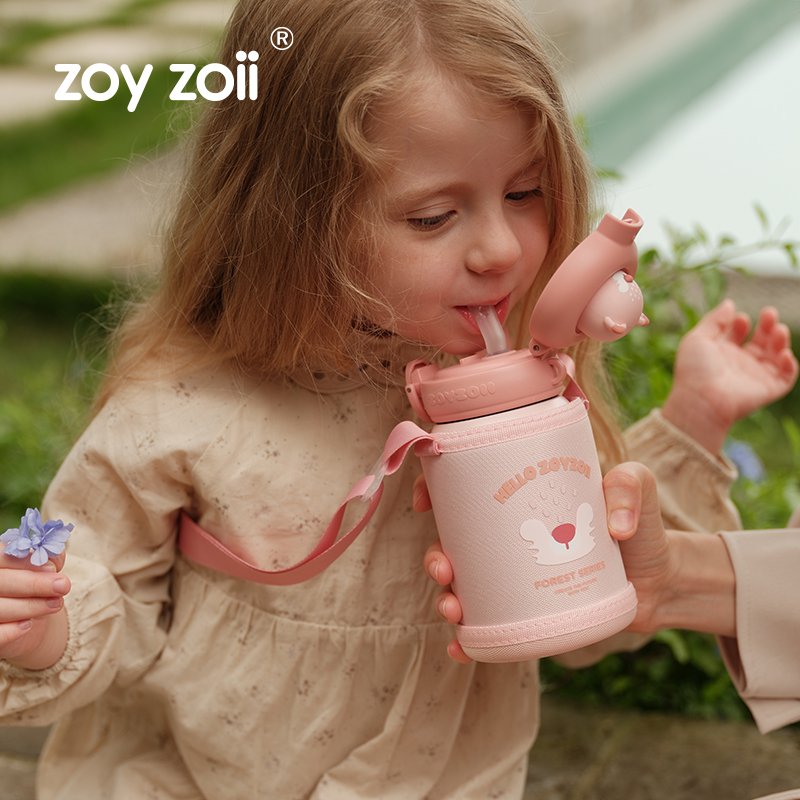 Zoyzoii Cute Cartoon Kids 450ml Stainless Steel Thermos Cup Ins Animal Hot Water Bottle DIY Water Bottles