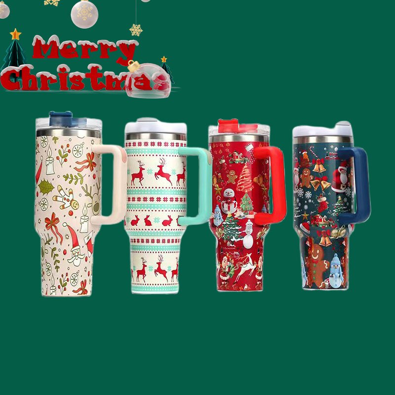 Christmas gifts USA WAREHOUSE Double Walled Stainless Steel Travel Mug 40oz Tumbler With Handle Sublimation Blanks Cup
