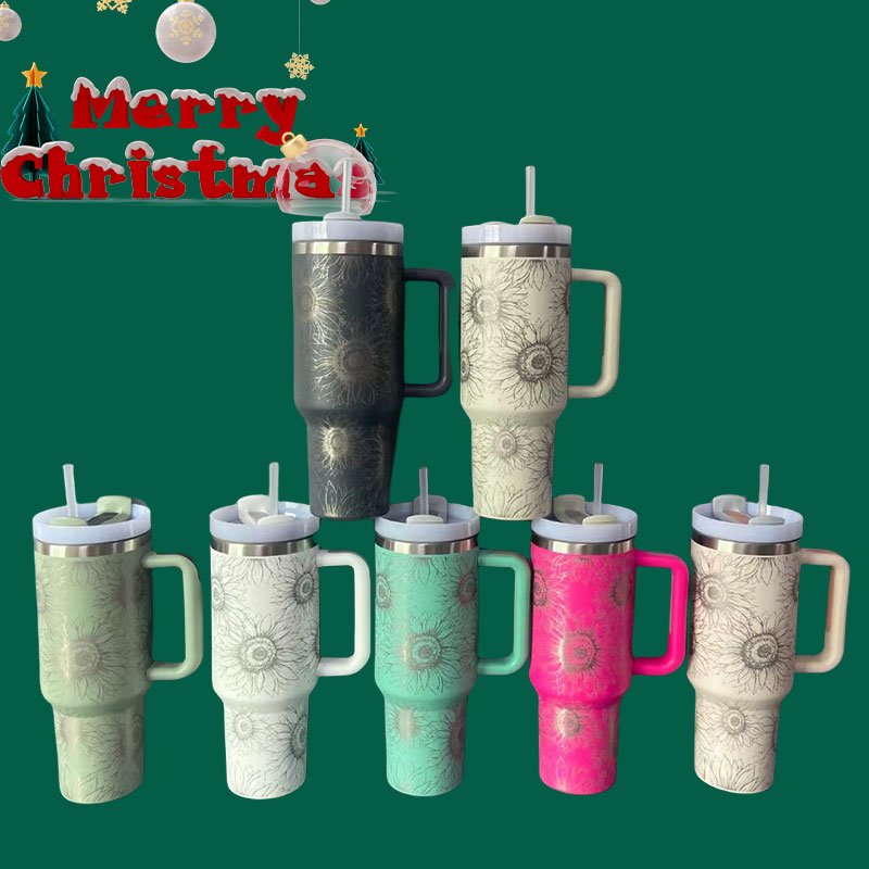 Christmas gifts USA WAREHOUSE Double Walled Stainless Steel Travel Mug 40oz Tumbler With Handle Sublimation Blanks Cup