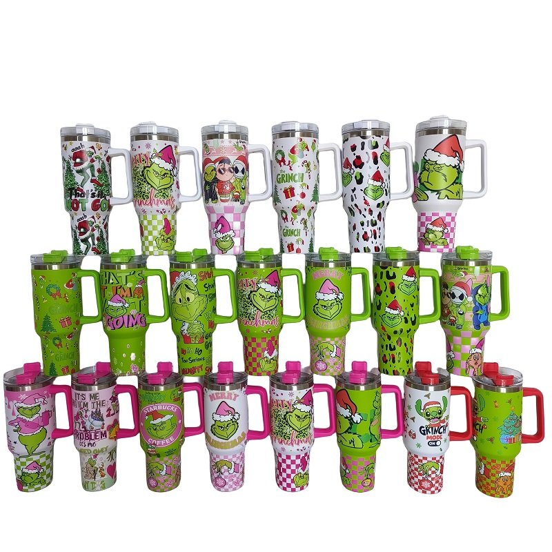 Christmas gifts USA WAREHOUSE Double Walled Stainless Steel Travel Mug 40oz Tumbler With Handle Sublimation Blanks Cup
