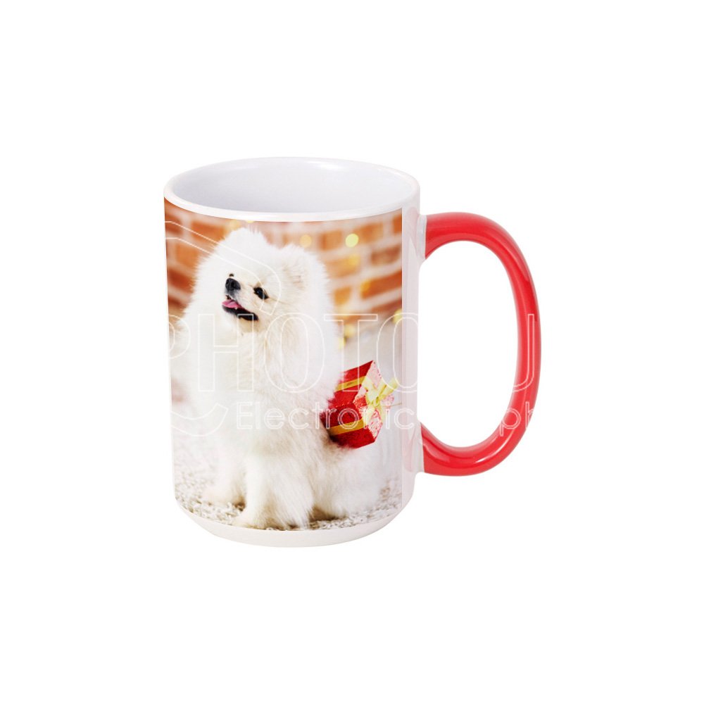 15 oz. Sublimation Blank Custom Ceramic Mug with Colored Handle