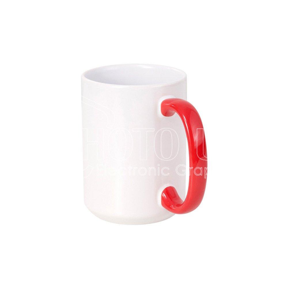 15 oz. Sublimation Blank Custom Ceramic Mug with Colored Handle