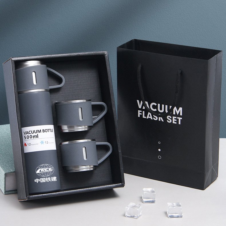 FANGYUAN bpa free 3 lids 500ml thermos stainless steel hot cold portable vacuum flask set water bottles for business gift