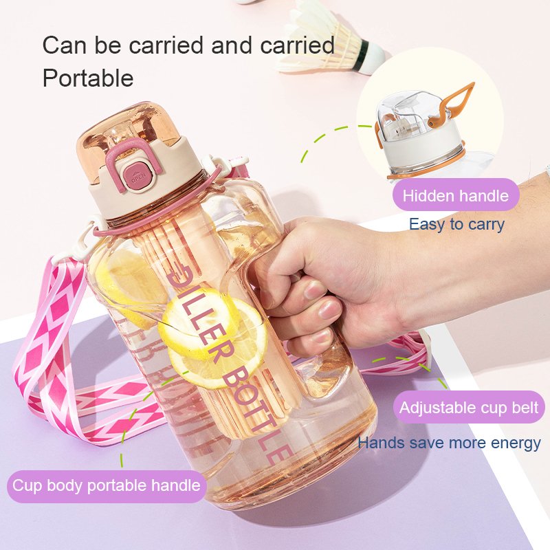 Custom Large Capacity Sports Motivational Water Bottle Clear Tritan BPA Free Plastic Water Bottles