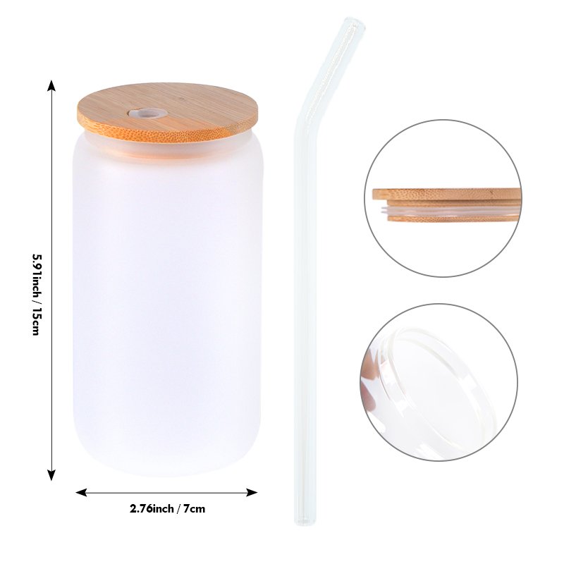 Usa Warehouse 16Oz 20Oz 25Oz Sublimation Transparent Snow Globe Cups Frosted Glass Coffee Beer Mug Jar With Bamboo Lid