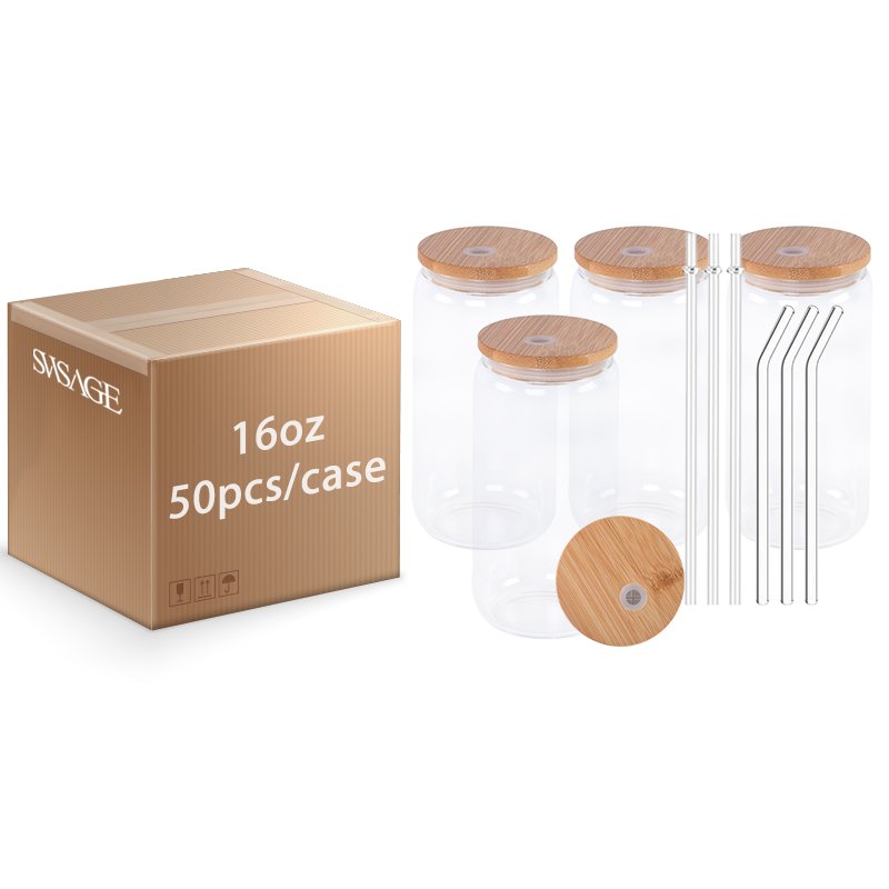 Usa Warehouse 16Oz 20Oz 25Oz Sublimation Transparent Snow Globe Cups Frosted Glass Coffee Beer Mug Jar With Bamboo Lid