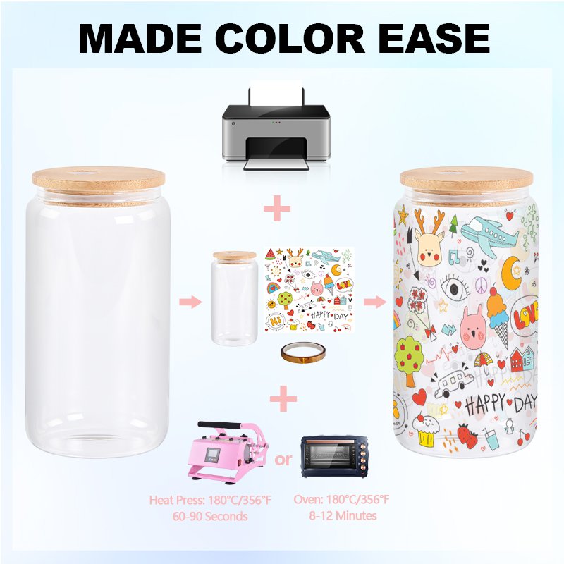 Usa Warehouse 16Oz 20Oz 25Oz Sublimation Transparent Snow Globe Cups Frosted Glass Coffee Beer Mug Jar With Bamboo Lid