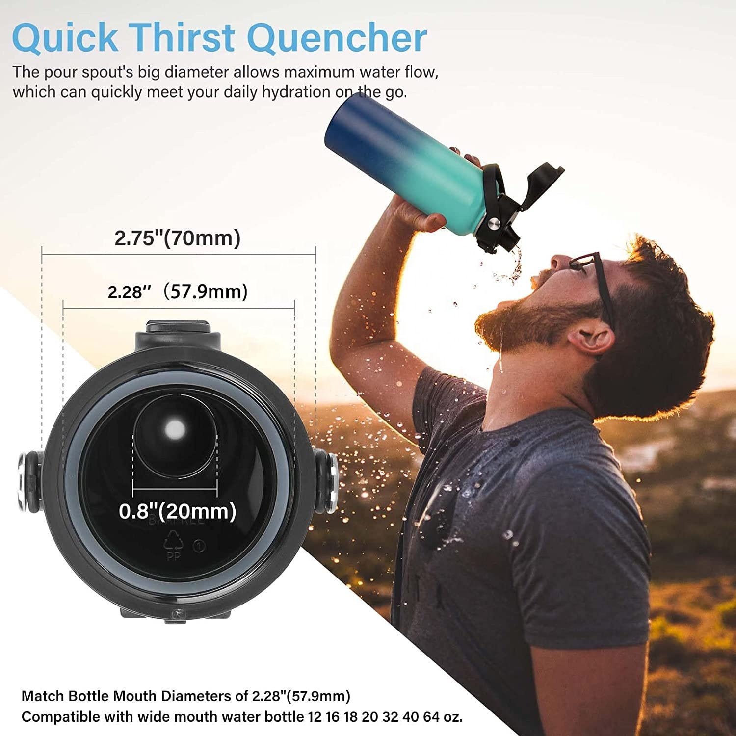 Water Bottle Lid For Hydro 12oz 18oz 32oz 40oz 64oz Gym Stainless Steel Sublimation Water Bottle spout Lid Cup Accessories lid