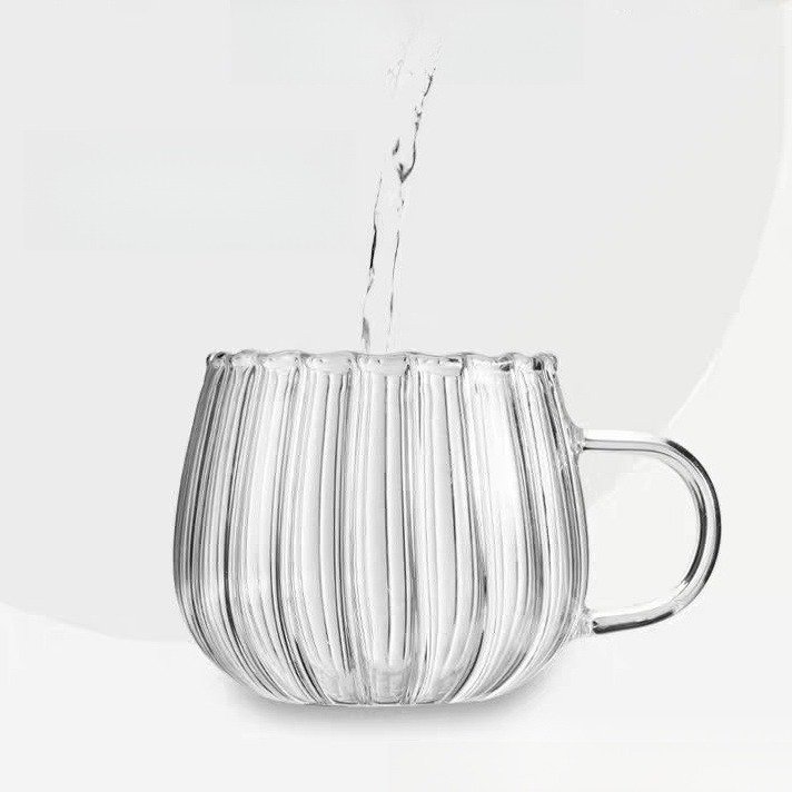 Heat Resistant High Borosilicate Glass Cup Coffee Mug Beer Glass Cup Cute Striped Oat Milk Breakfast Cup Clear Creative