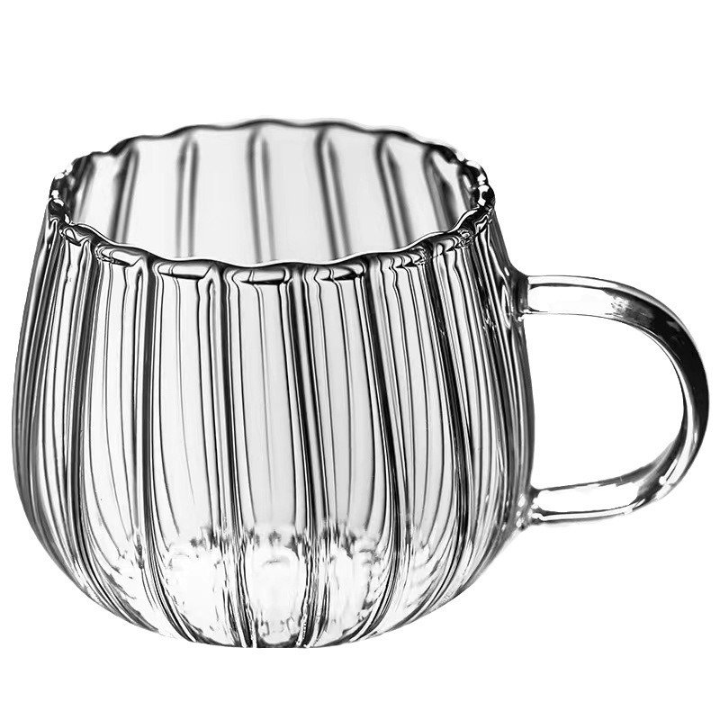 Heat Resistant High Borosilicate Glass Cup Coffee Mug Beer Glass Cup Cute Striped Oat Milk Breakfast Cup Clear Creative