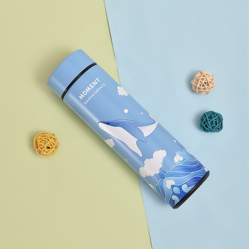 Temperature Display Insulated 500ml 17oz Stainless Steel Smart Thermos Led Water Bottles Coffee Mugs Tumbler Cups Filter