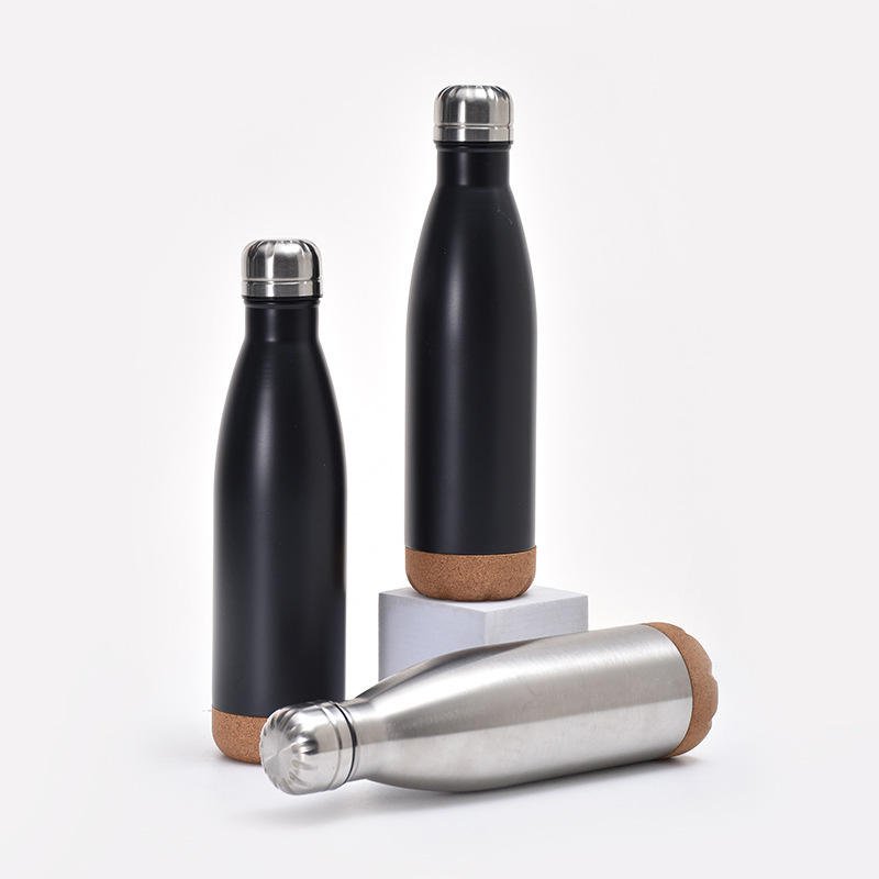 Factory Durable 8/18 Stainless Steel Insulated Thermos Vacuum Flask Sport Bullet Water Bottle with Cork Wooden Bottom Color Cup