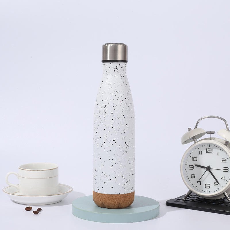 Factory Durable 8/18 Stainless Steel Insulated Thermos Vacuum Flask Sport Bullet Water Bottle with Cork Wooden Bottom Color Cup