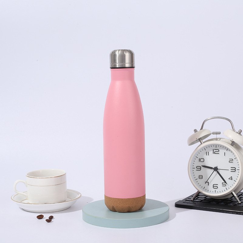 Factory Durable 8/18 Stainless Steel Insulated Thermos Vacuum Flask Sport Bullet Water Bottle with Cork Wooden Bottom Color Cup