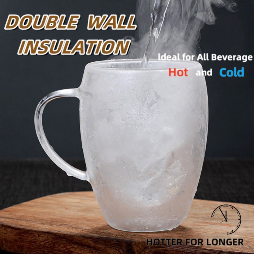 Wholesale high quality reusable double wall glass coffee cup with handle Borosilicate glass Custom logo glass mug for gift party