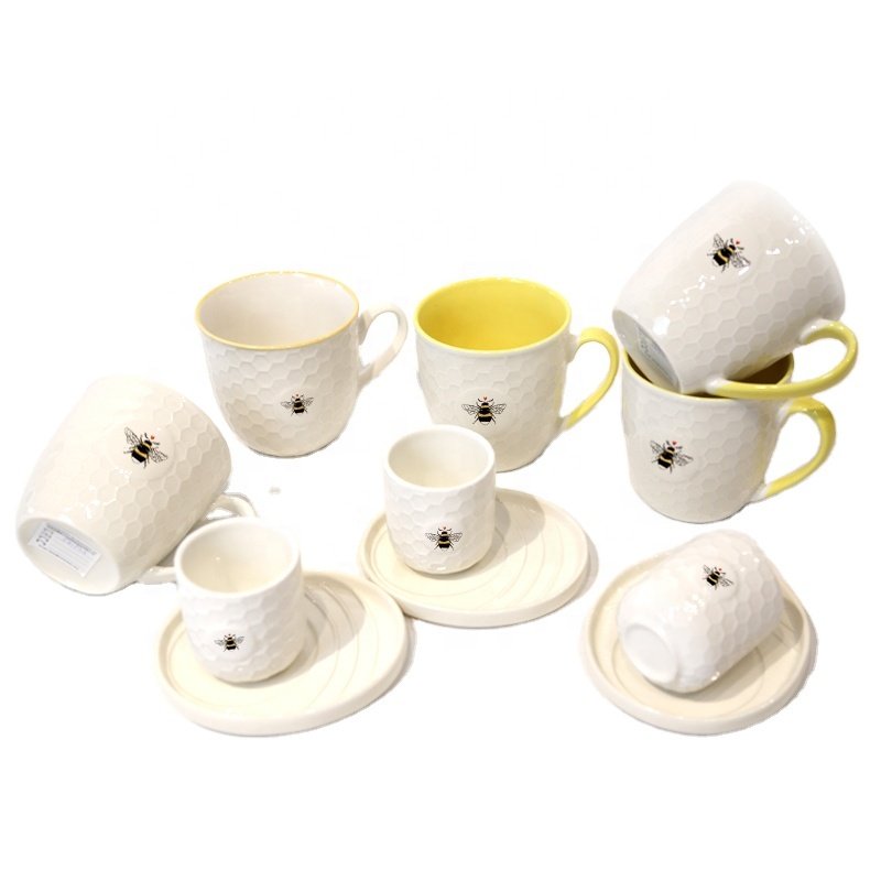 Spring & Summer Emboss Bee Ceramic Mug Porcelain Mug