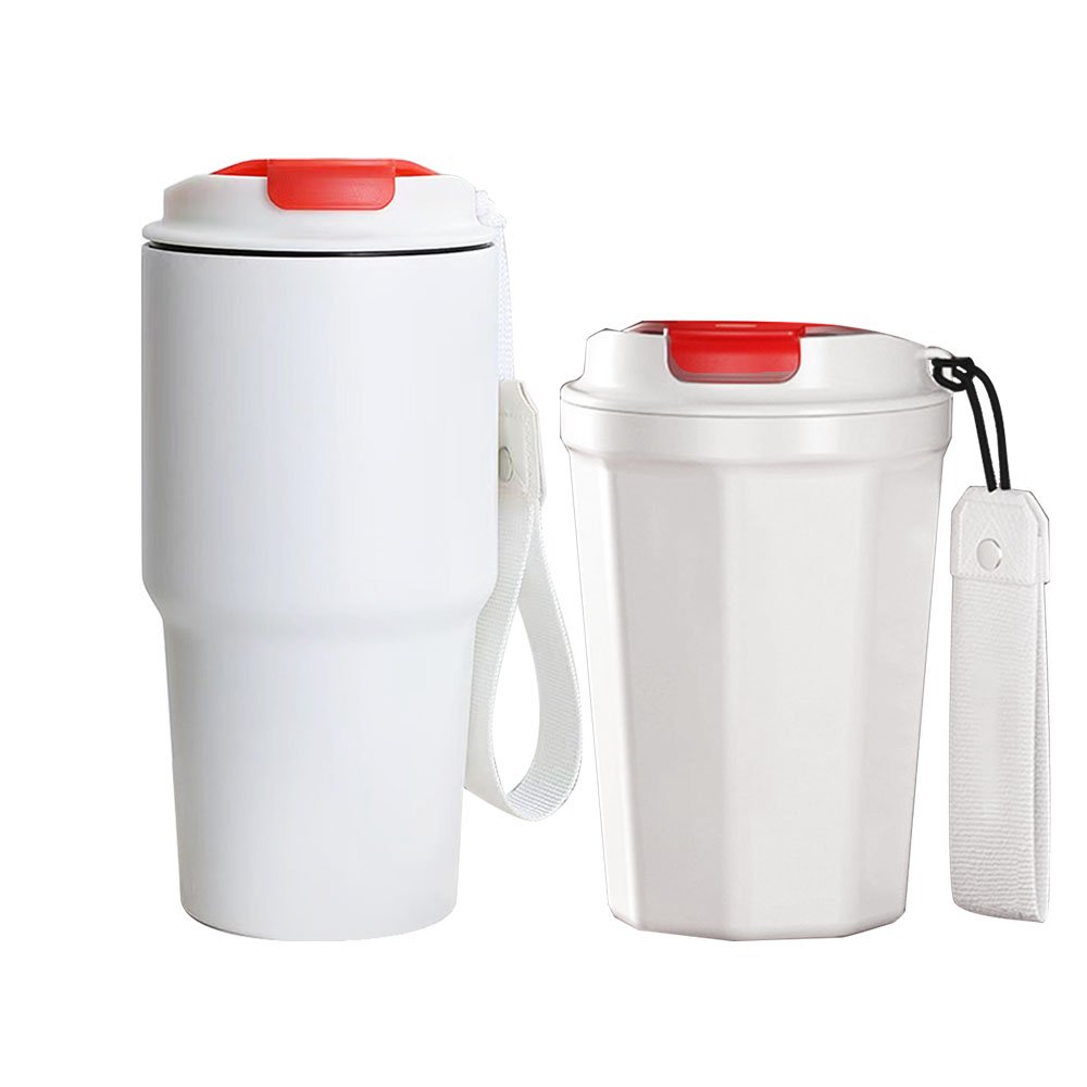 Custom Logo Double-wall Portable Car Thermos Cup, Wholesale Leak-proof Stainless Steel Vacuum Flask Handle Travel Coffee Mug