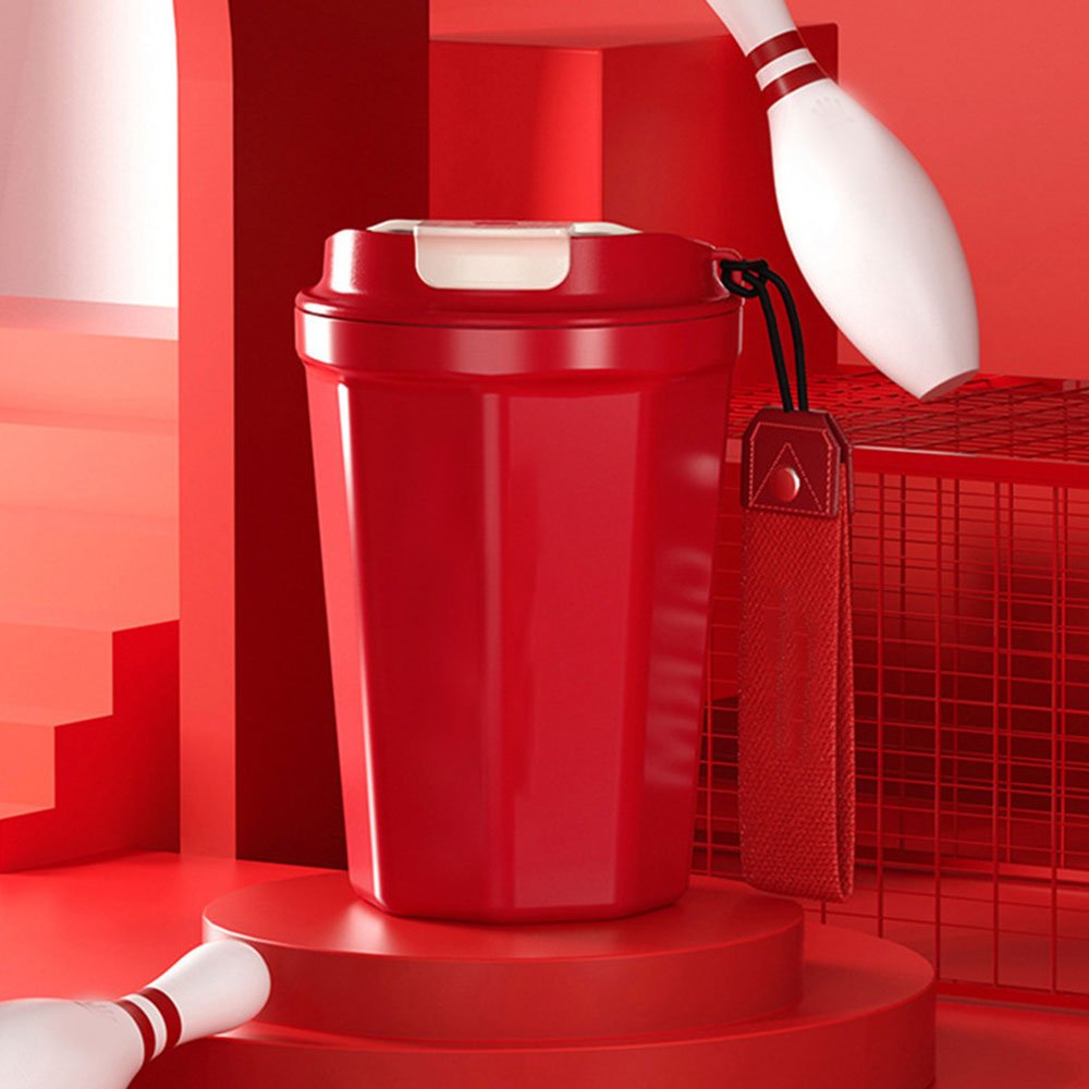 Custom Logo Double-wall Portable Car Thermos Cup, Wholesale Leak-proof Stainless Steel Vacuum Flask Handle Travel Coffee Mug