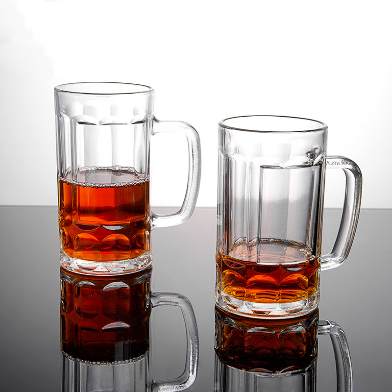 customized decal design classic high quality beer glass cup mug with handle low MOQ