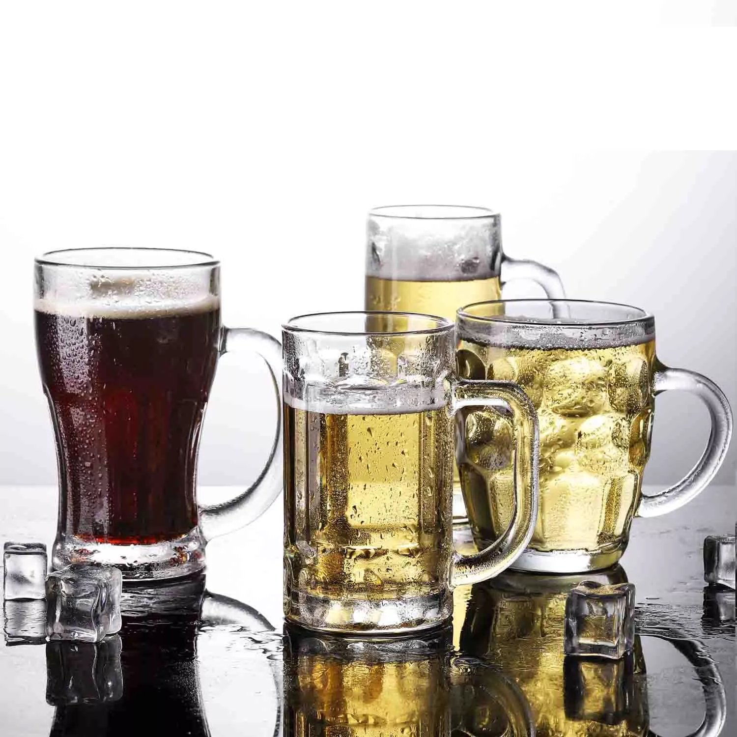 customized decal design classic high quality beer glass cup mug with handle low MOQ